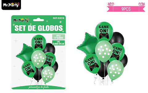 Set globos de látex con juego 9pcs
