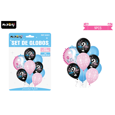 Set globos de látex baby shower 9pcs