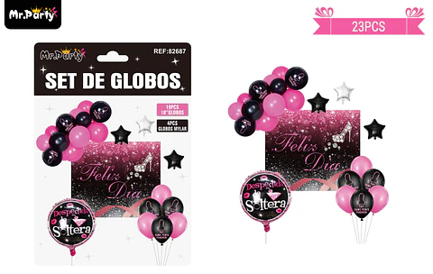 Set de globos látex despedida de soltera con fondo 23pcs