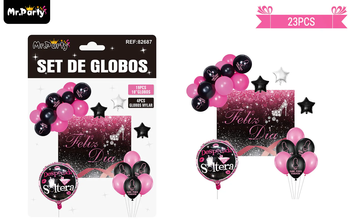 Set de globos látex despedida de soltera con fondo 23pcs 1