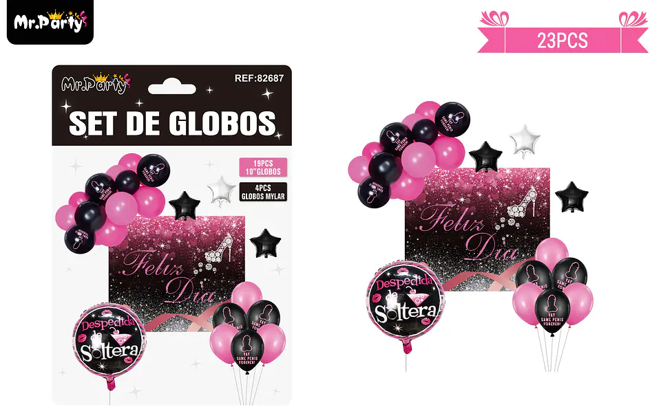 Set de globos látex despedida de soltera con fondo 23pcs 1
