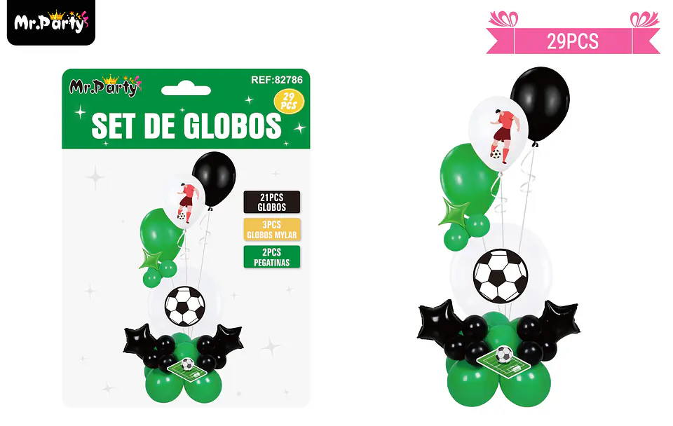 Set con globos burbujas de fútbol 29pcs 1