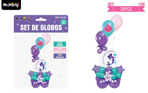 Set con globos burbujas de sirena 29pcs