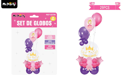 Set con globos burbujas de princesa 29pcs