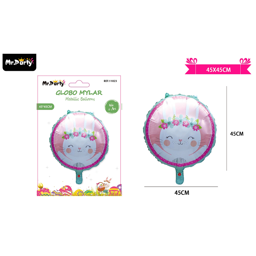 Globo metálico con conejo de pascua 45cm