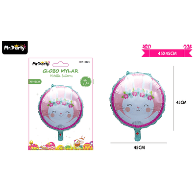 Globo metálico con conejo de pascua 45cm