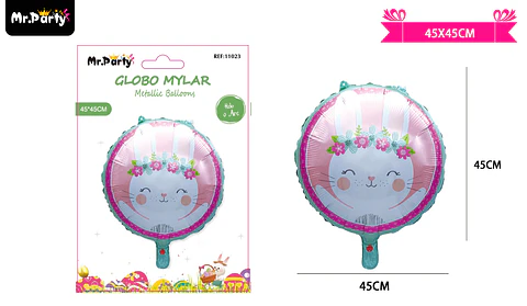 Globo metálico con conejo de pascua 45cm