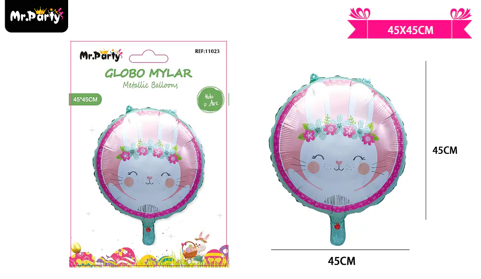 Globo metálico con conejo de pascua 45cm 2