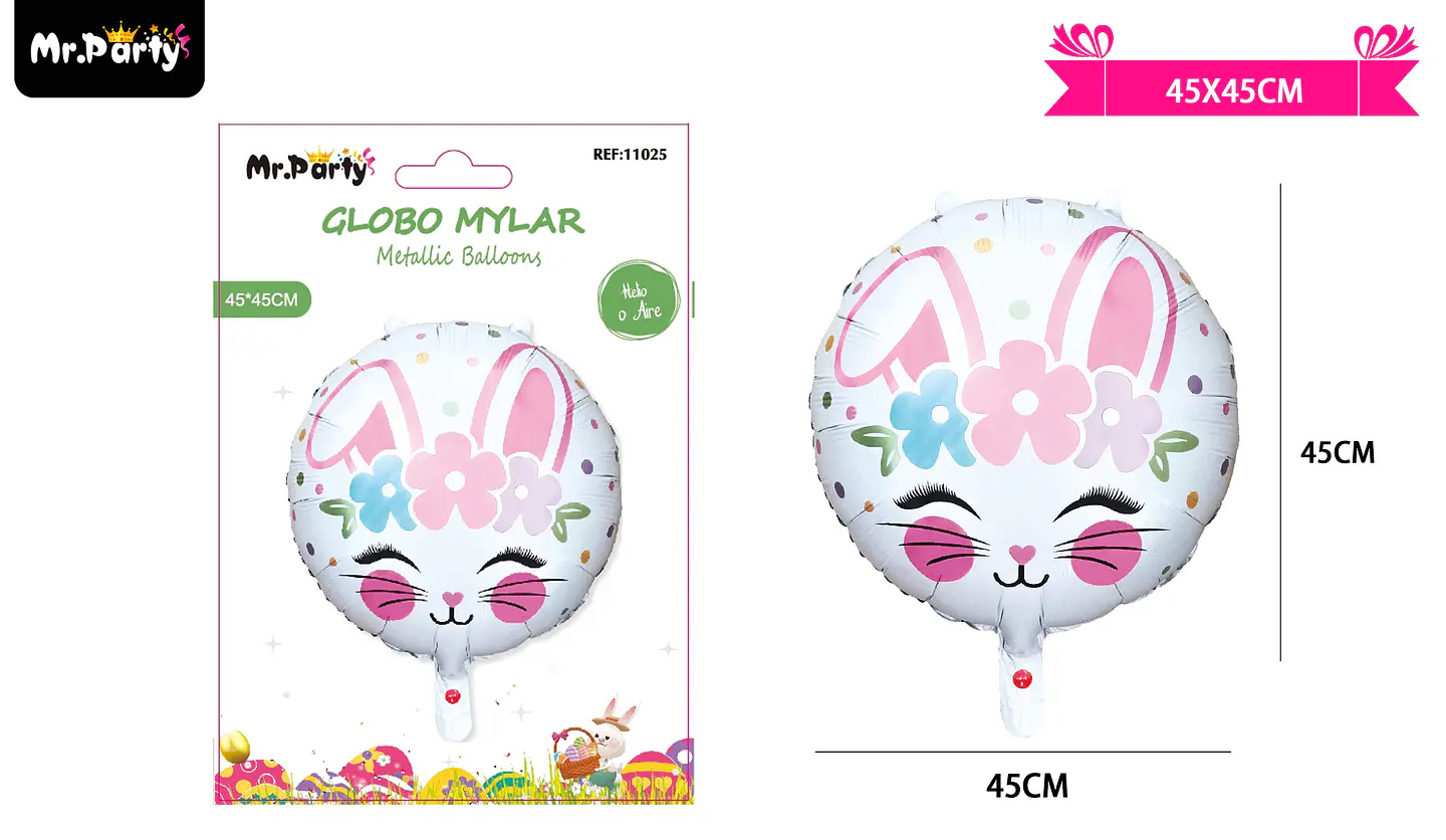 Globo metálico con orejas de conejo de pascua 45cm 1