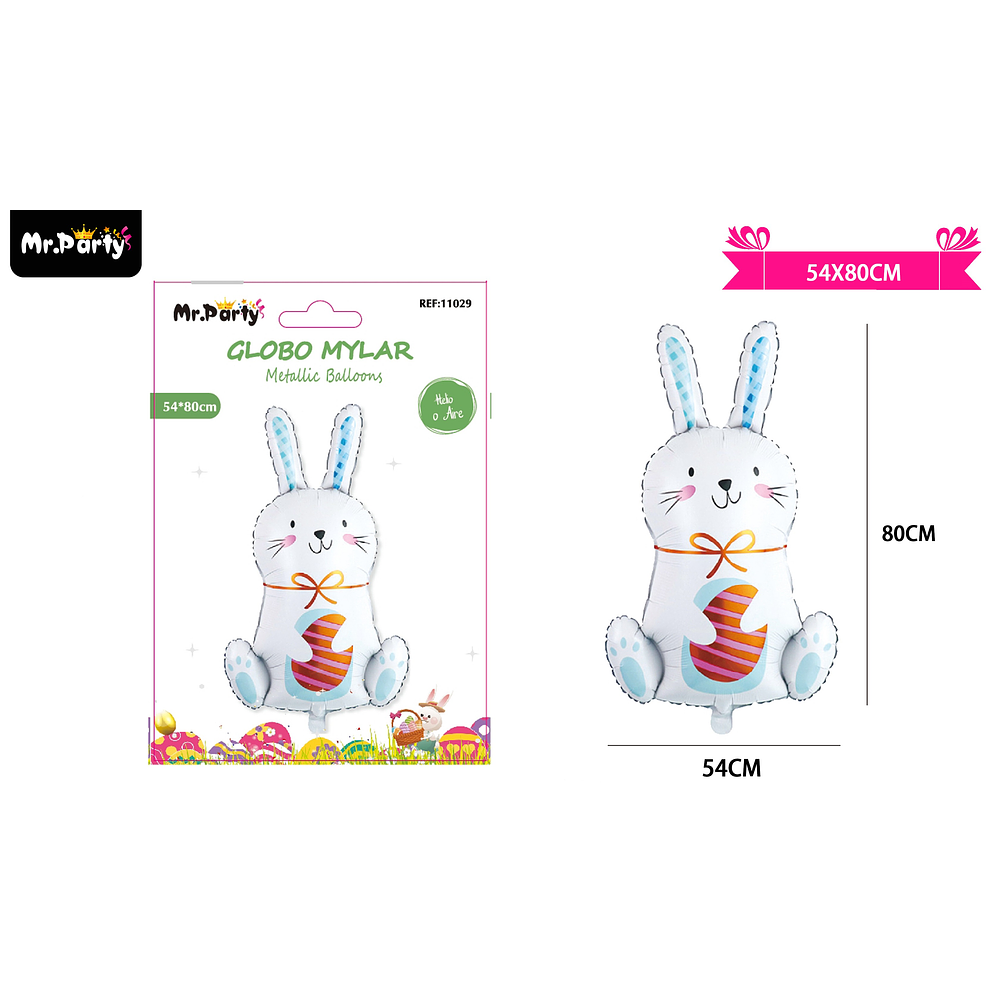 Globo metálico de conejo de pascua 54*80cm