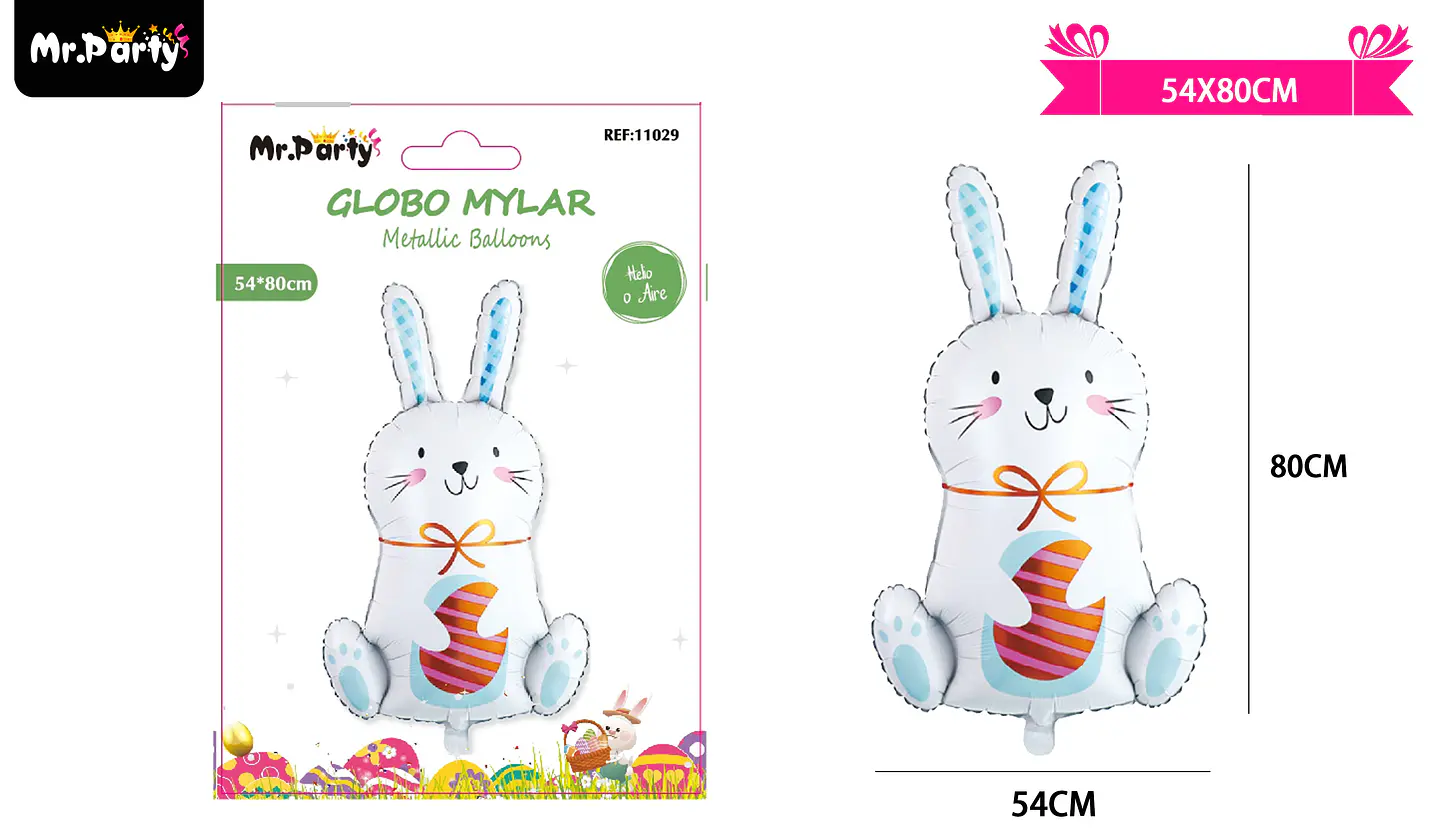 Globo metálico de conejo de pascua 54*80cm 1