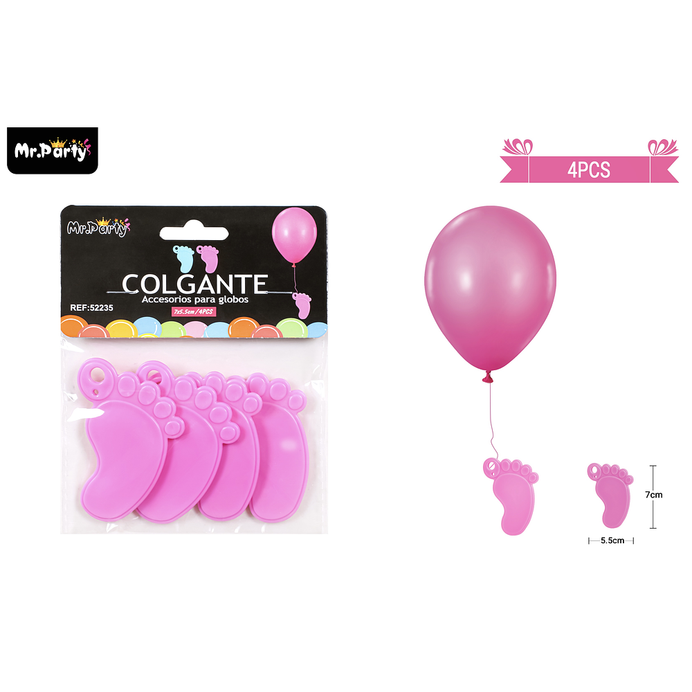 Colgante huella rosa para decoración de globos 4pcs color aleatorio