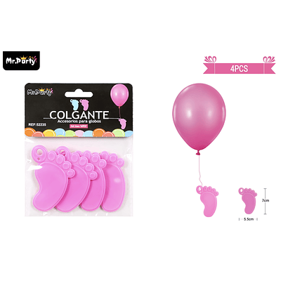 Colgante huella rosa para decoración de globos 4pcs color aleatorio