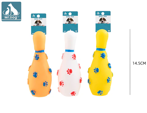 Juguete de bola de bolos para perro 14.5cm color aleatorio