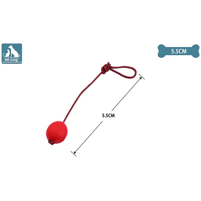Juguete pelota roja de goma con cuerda para perro 5.5cm