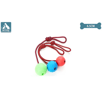 Juguete pelota de goma con cuerda 6.5cm color aleatorio
