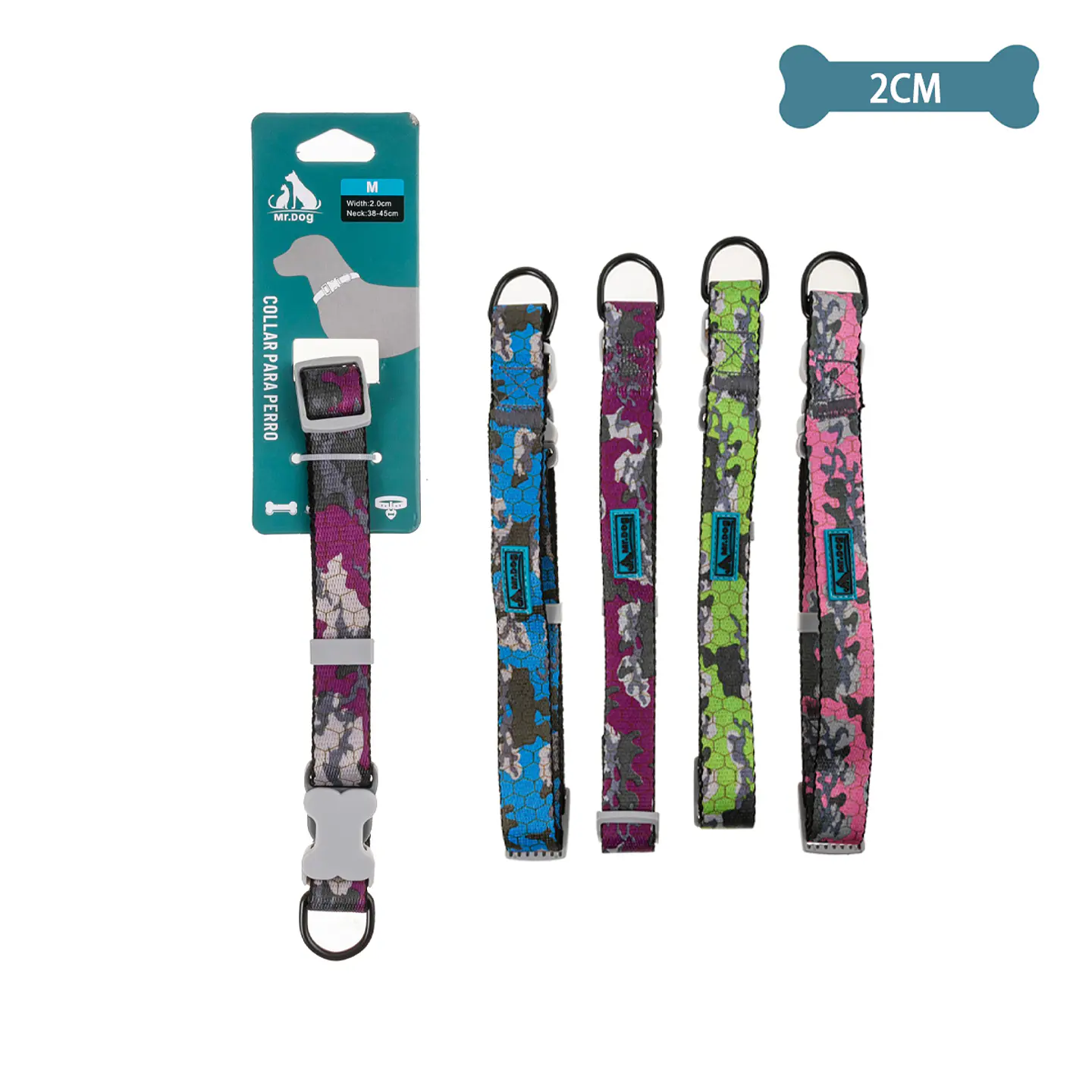 Collar camuflaje para mascota 2.0cm Color Aleatorio 1