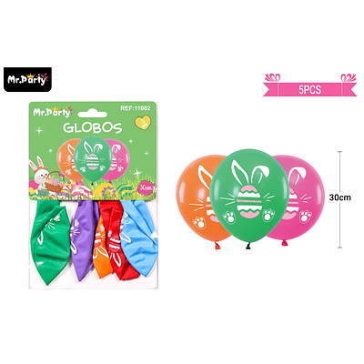 Set de globos orejas de conejo de pascua 30cm 5pcs