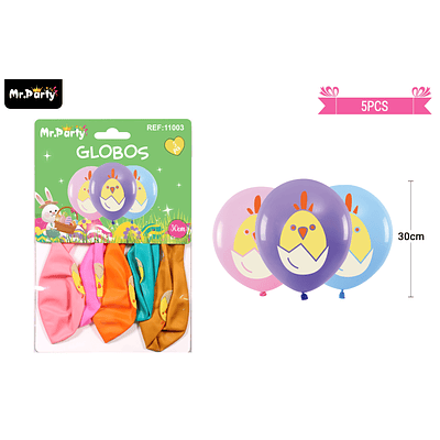 Set de globos pollito de pascua 30cm 5pcs