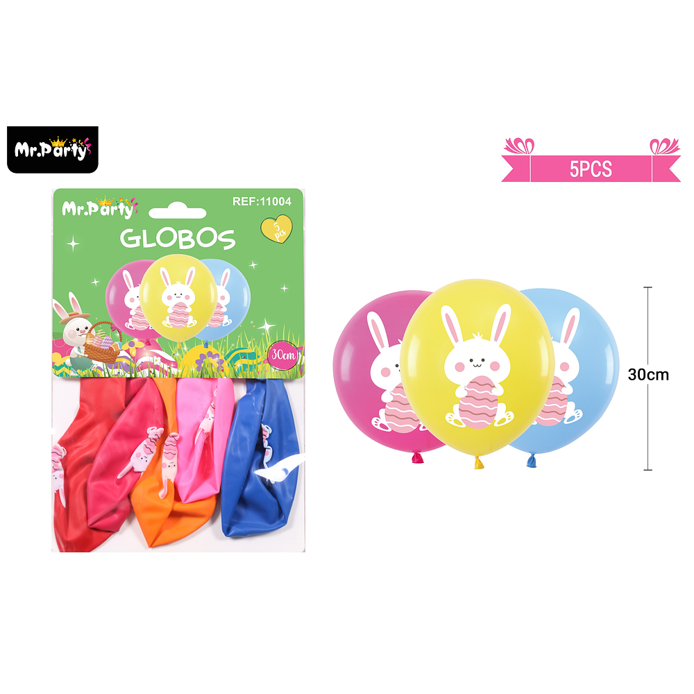 Set de globos conejo de pascua 30cm 5pcs