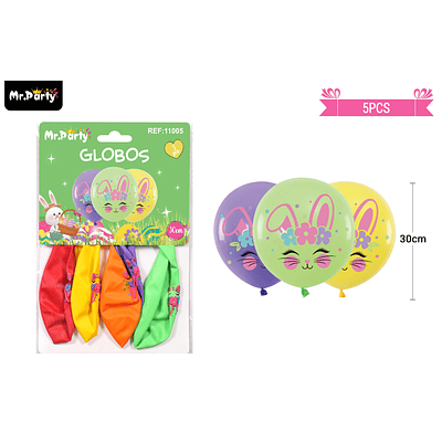 Set de globos orejas de conejo de pascua 30cm 5pcs