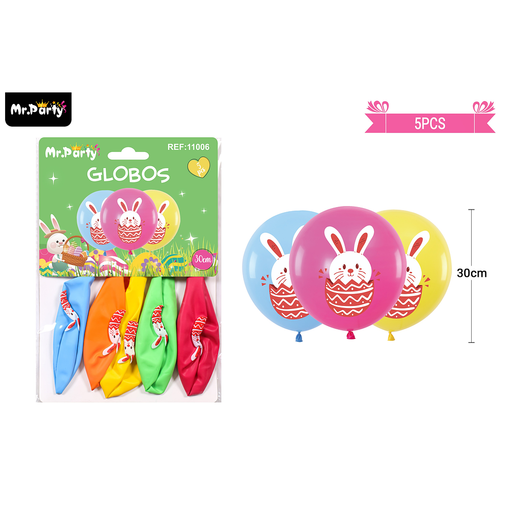 Set de globos conejo de pascua 30cm 5pcs
