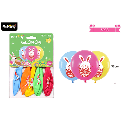 Set de globos conejo de pascua 30cm 5pcs
