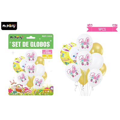 Set de globos conejo de pascua 9pcs