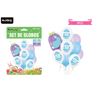 Set de globos conejo de pascua 9pcs