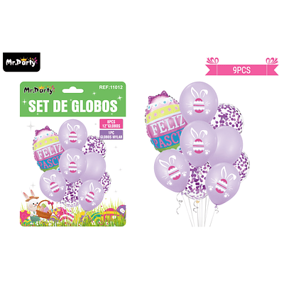 Set de globos conejo de pascua 9pcs