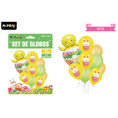 Set de globos conejo de pascua 9pcs