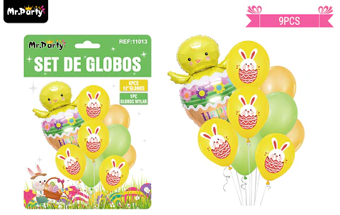 Set de globos conejo de pascua 9pcs