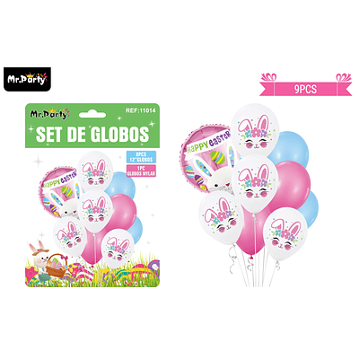Set de globos conejo de pascua 9pcs
