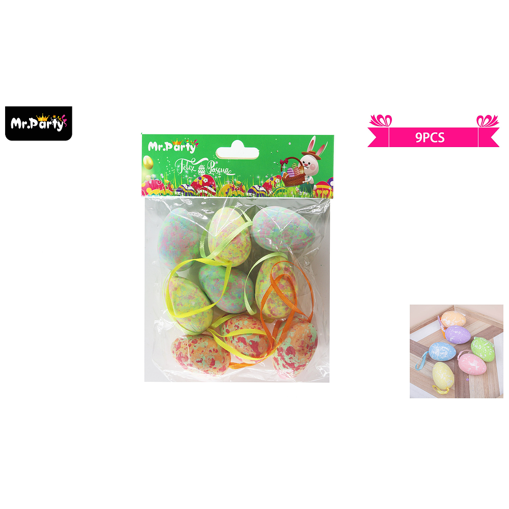 Colgante de huevos para pascua 3*5cm 9pcs color aleatorio