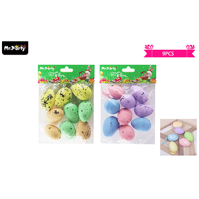 Huevos de pascua 3*5cm 9pcs color aleatorio