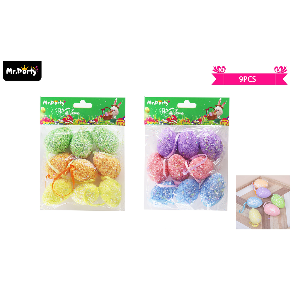 Colgante de huevos para pascua 3*5cm 9pcs color aleatorio