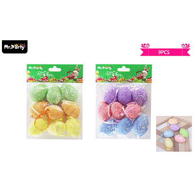 Colgante de huevos para pascua 3*5cm 9pcs color aleatorio
