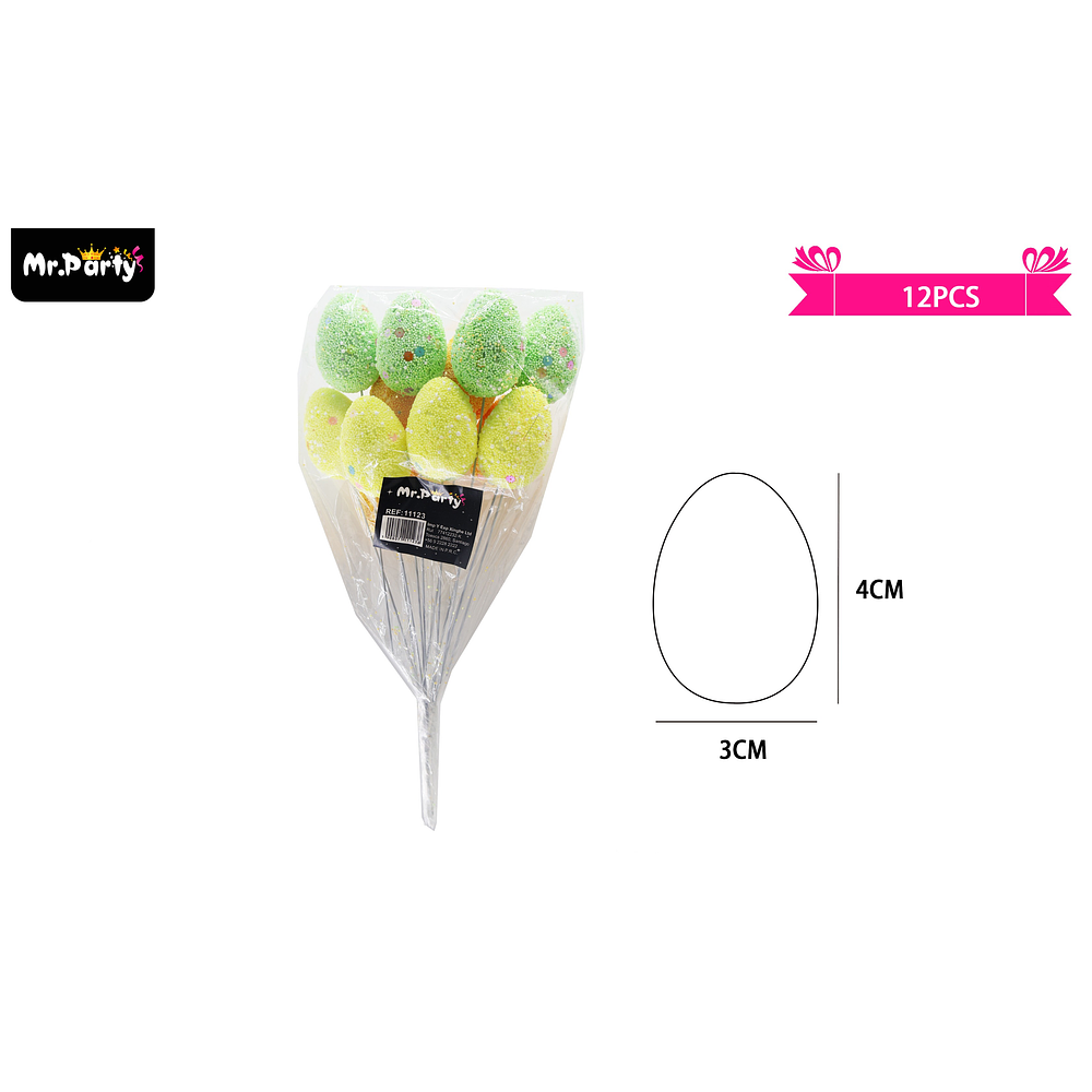 Huevos de pascua con palitos 3*4cm 12pcs