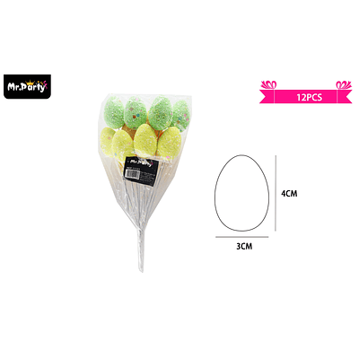 Huevos de pascua con palitos 3*4cm 12pcs