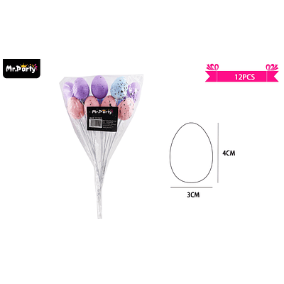 Huevos de pascua con palitos 3*4cm 12pcs