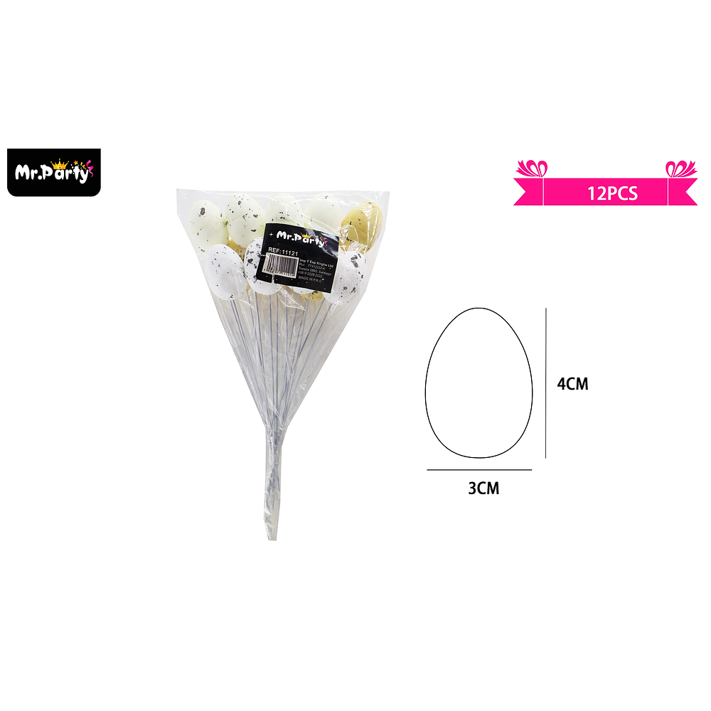 Huevos de pascua con palitos 3*4cm 12pcs