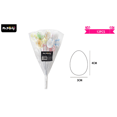 Huevos de pascua con palitos 3*4cm 12pcs