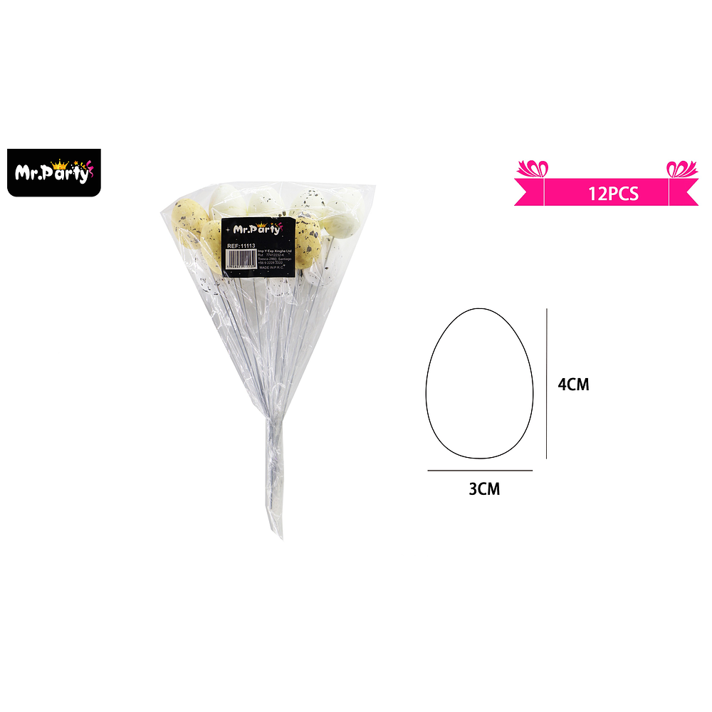 Huevos de pascua con palitos 3*4cm 12pcs