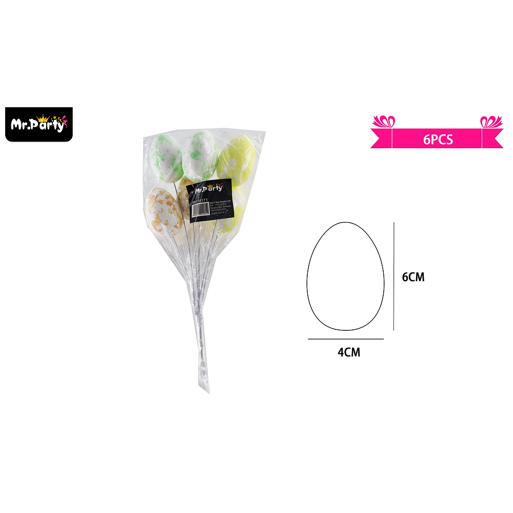 Huevos de pascua con palitos 4*6cm 6pcs