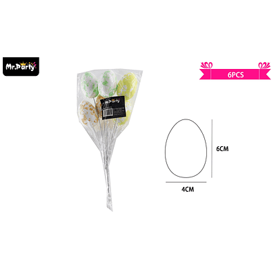 Huevos de pascua con palitos 4*6cm 6pcs