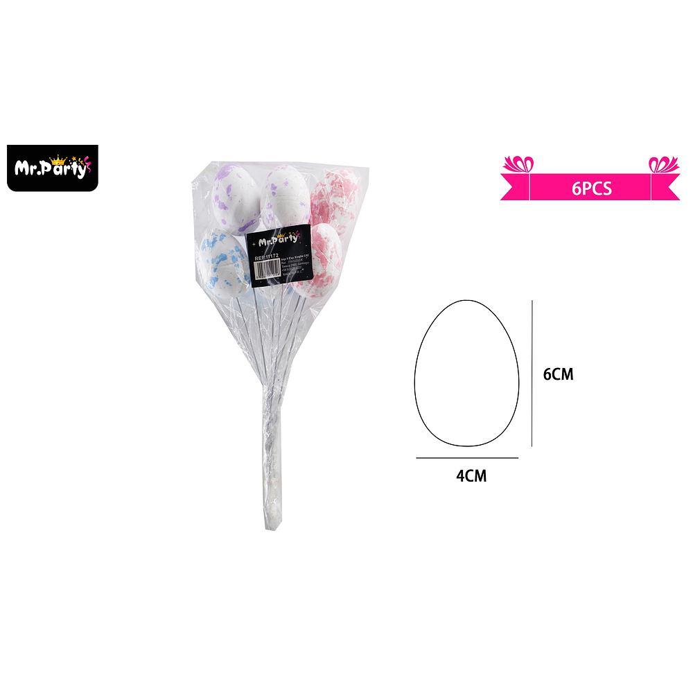 Huevos de pascua con palitos 4*6cm 6pcs