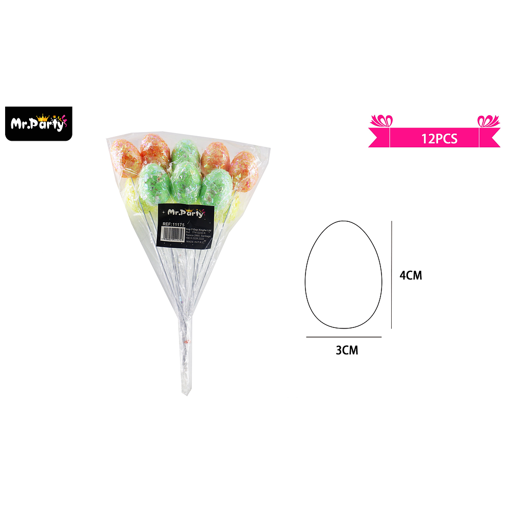 Huevos de pascua con palitos 3*4cm 12pcs