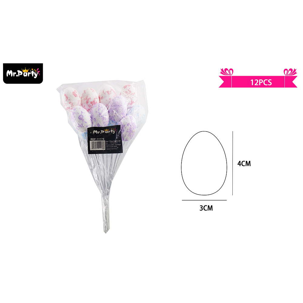 Huevos de pascua con palitos 3*4cm 12pcs