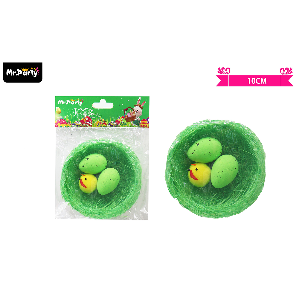 Canasta de pascua con huevo y pollito 10cm