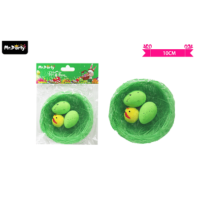 Canasta de pascua con huevo y pollito 10cm